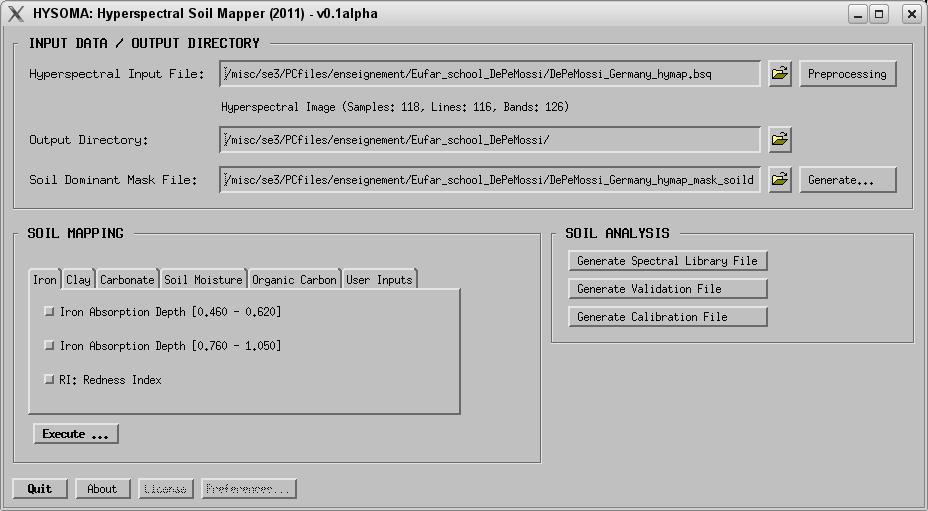 HYSOMA main graphical user interface