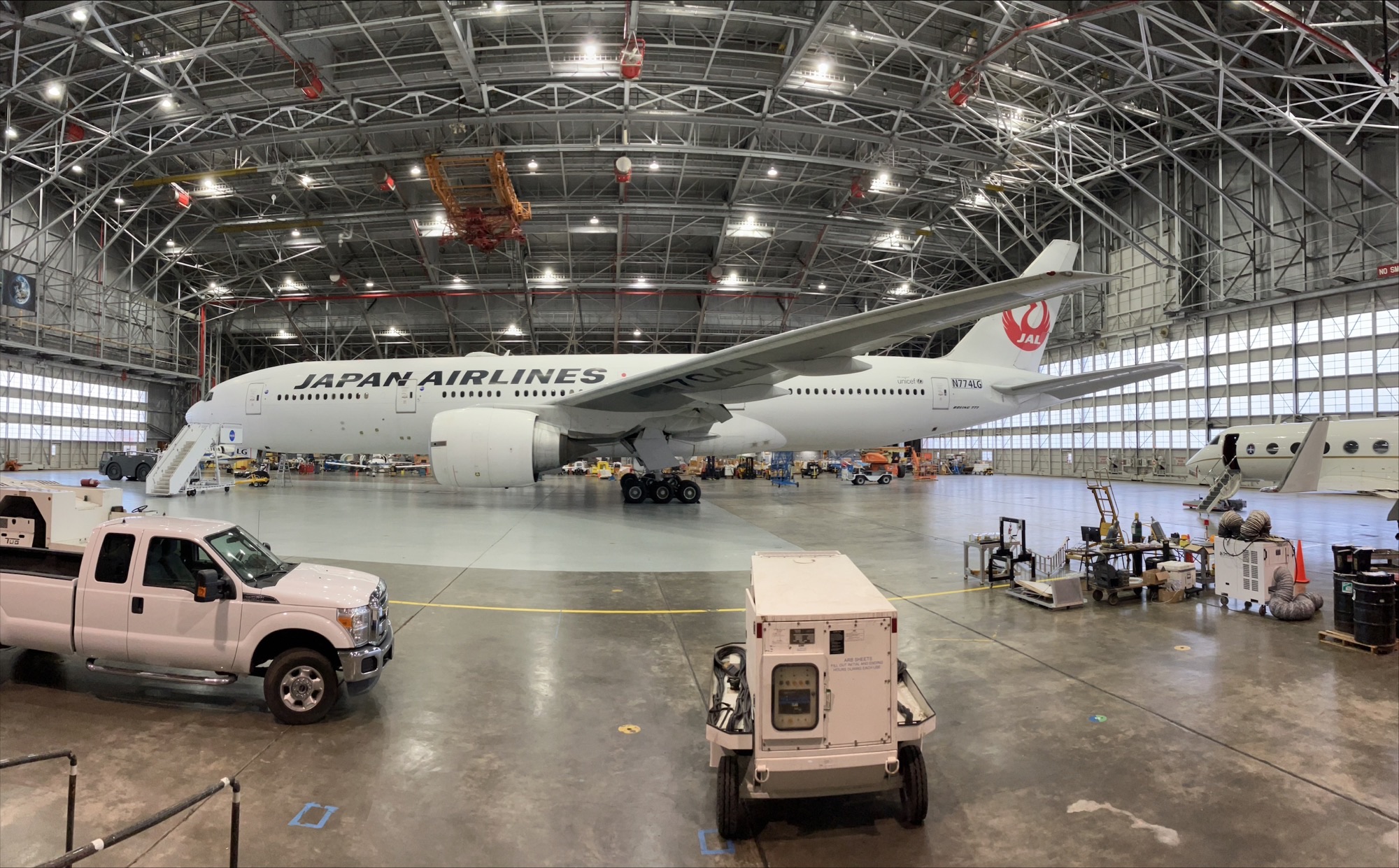 Boeing 777 in the  hangar